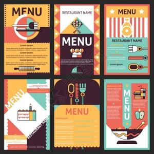 海鲜菜单彩色菜单海鲜餐厅与图片的膳食矢量插图